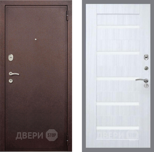 Входная металлическая Дверь Рекс (REX) 2 Медный Антик СБ-14 стекло белое Сандал белый в Дзержинском