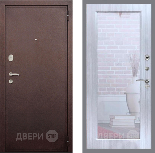 Входная металлическая Дверь Рекс (REX) 2 Медный Антик Зеркало Пастораль Сандал белый в Дзержинском