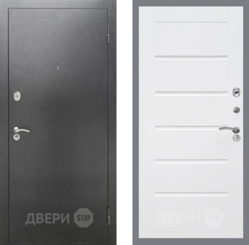 Входная металлическая Дверь Рекс (REX) 2А Серебро Антик Сити Белый ясень в Дзержинском