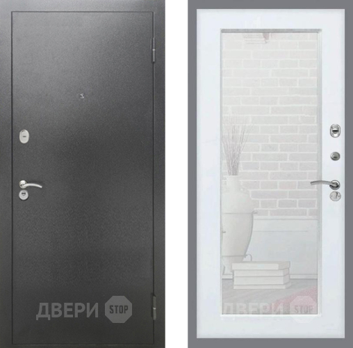 Входная металлическая Дверь Рекс (REX) 2А Серебро Антик Зеркало Пастораль Силк Сноу в Дзержинском