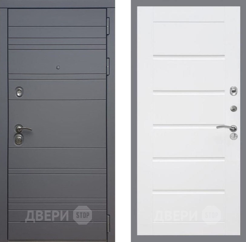 Входная металлическая Дверь Рекс (REX) 14 силк титан Сити Белый ясень в Дзержинском