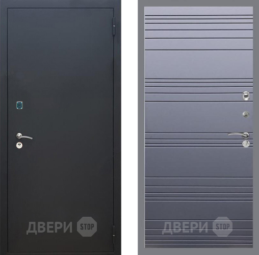 Входная металлическая Дверь Рекс (REX) 1A Черный Муар Line Силк титан в Дзержинском