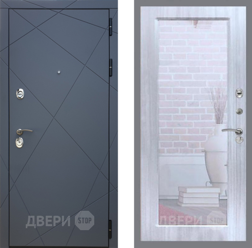 Входная металлическая Дверь Рекс (REX) 13 Силк Титан Зеркало Пастораль Сандал белый в Дзержинском