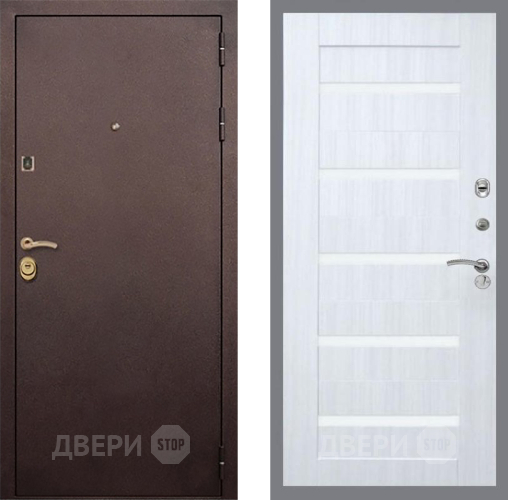 Входная металлическая Дверь Рекс (REX) Лайт 3К СБ-14 стекло белое Сандал белый в Дзержинском