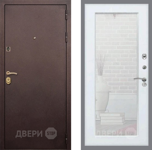 Входная металлическая Дверь Рекс (REX) Лайт 3К Зеркало Пастораль Белый ясень в Дзержинском