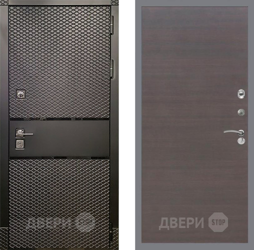 Входная металлическая Дверь Рекс (REX) 15 Черный Кварц GL венге поперечный в Дзержинском