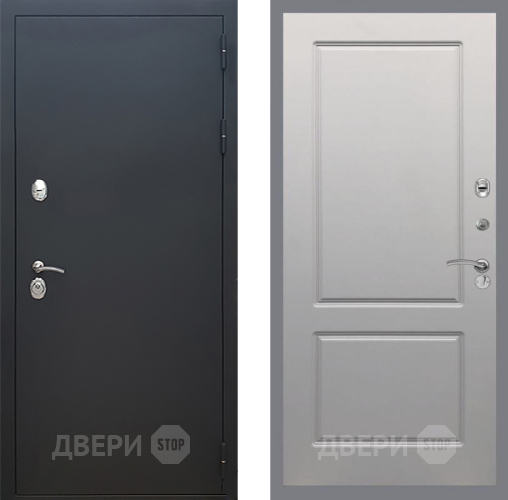 Входная металлическая Дверь Рекс (REX) 5 Черный Муар FL-117 Грей софт в Дзержинском