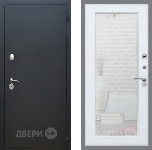 Дверь Рекс (REX) 5 Черный Муар Зеркало Пастораль Белый ясень в Дзержинском