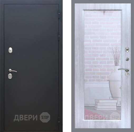 Входная металлическая Дверь Рекс (REX) 5 Черный Муар Зеркало Пастораль Сандал белый в Дзержинском