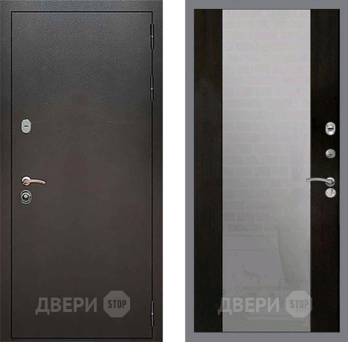 Входная металлическая Дверь Рекс (REX) 5 Серебро Антик СБ-16 Зеркало Венге в Дзержинском
