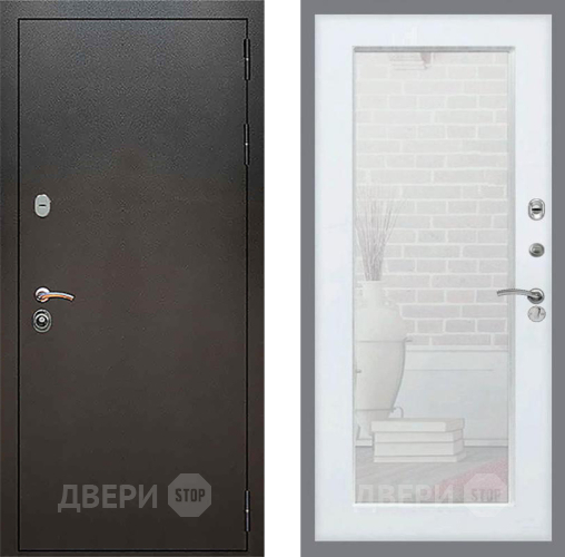 Входная металлическая Дверь Рекс (REX) 5 Серебро Антик Зеркало Пастораль Силк Сноу в Дзержинском