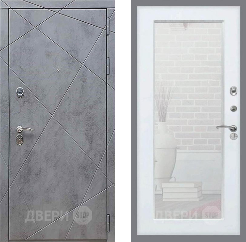 Входная металлическая Дверь Рекс (REX) 13 Бетон Темный Зеркало Пастораль Силк Сноу в Дзержинском