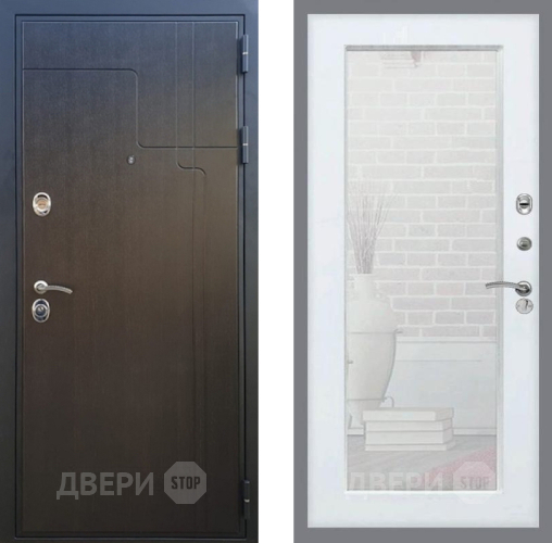 Входная металлическая Дверь Рекс (REX) Премиум-246 Зеркало Пастораль Белый ясень в Дзержинском