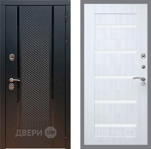 Входная металлическая Дверь Рекс (REX) 25 СБ-14 стекло белое Сандал белый в Дзержинском